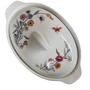 Vtg JARDIN by Andrea au gratin COVERED CASSEROLE oven to table floral butterfly